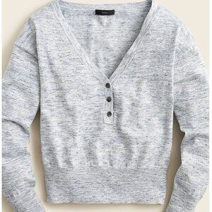 Grey J.Crew long sleeve button-up henley top #preppy